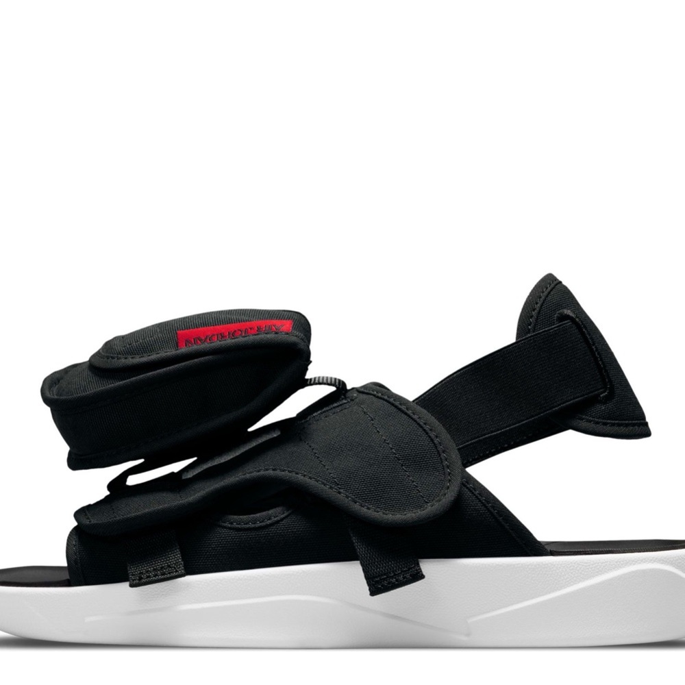 Jordan LS Men's Slide Sandals Black-University Red-White CZ0791-006 - Picture 2 of 5